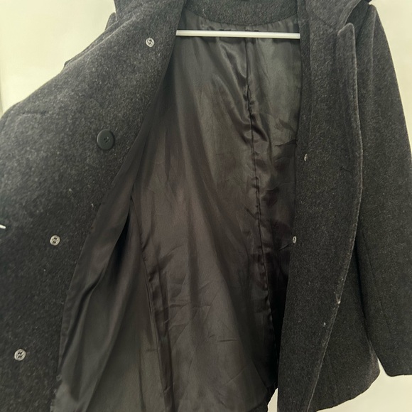 Cato Dark Gray Hooded Wool Pea Coat - Picture 4 of 11